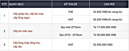 Cấy tóc bao nhiêu tiền? Chênh lệch chi phí giữa các công nghệ cấy tóc phổ biến 